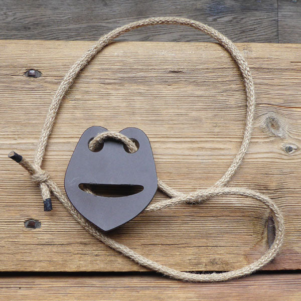 Brown leather sword hanger on a rope belt.