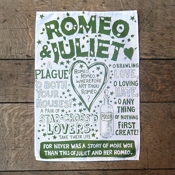 Romeo & Juliet Quotes Tea Towel - Print to Order