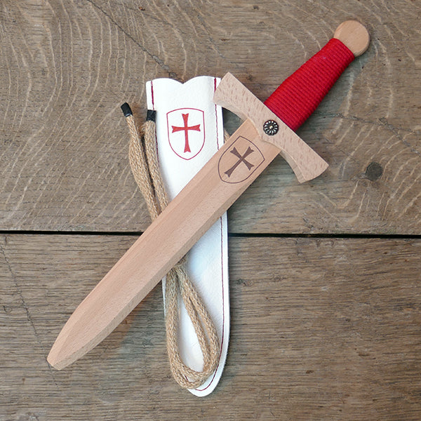 Wooden Dagger with Leather Scabbard (Shield Design)