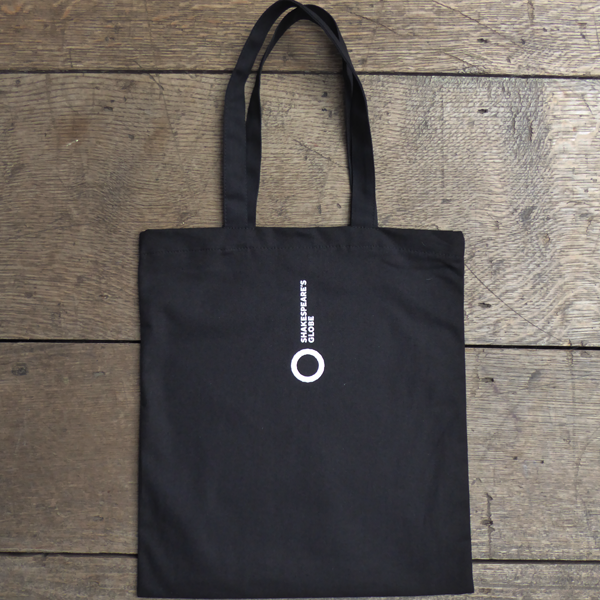 Reverse of black cotton bag from Shakespeare's Globe theatre